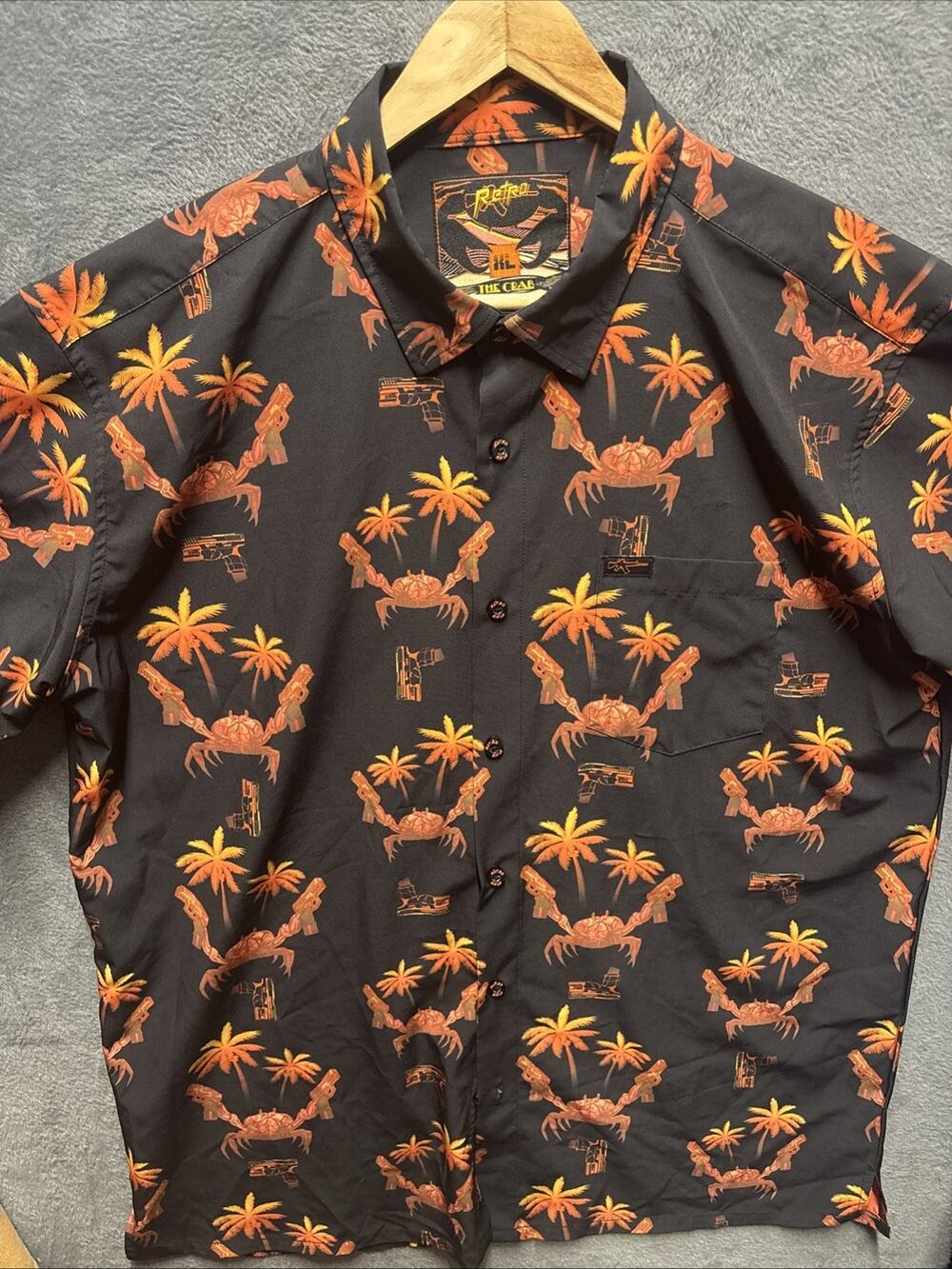 Retro Rifle The Crab Hawaiian Shirt Men’s Size XL Short Sleeve Button Up